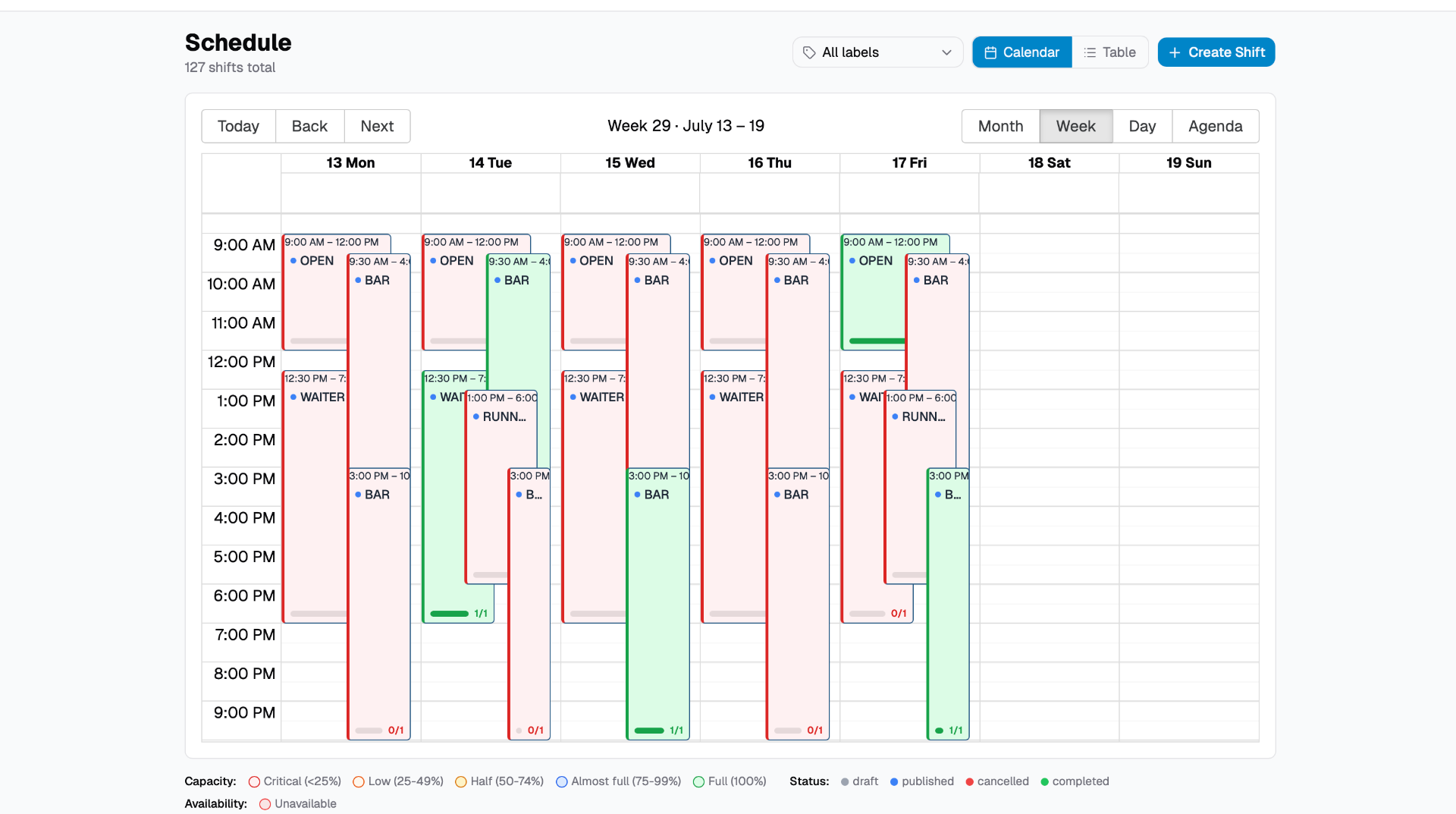 Schedule screenshot